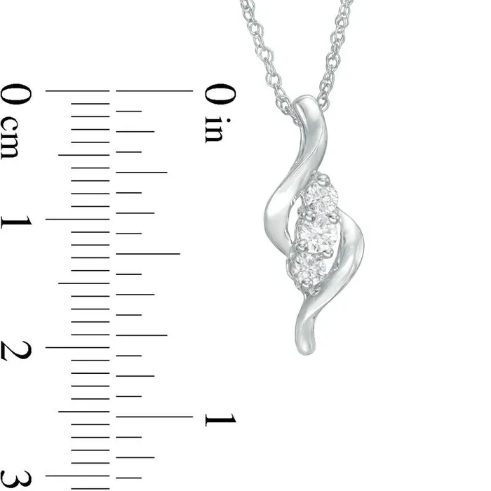 025 CT TW Natural Diamond Three Stone S Curve Pendant in 10K White Gold Goldia Necklaces 025 CT TW Natural Diamond Three Stone S Curve Pendant in 10K White Gold Goldia Necklaces