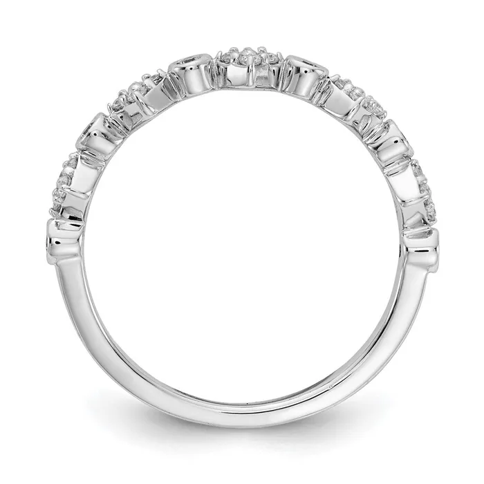 Goldiacom Rings 14k White Gold Fancy Real Diamond Band