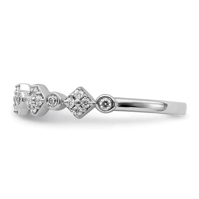 Goldiacom Rings 14k White Gold Fancy Real Diamond Band