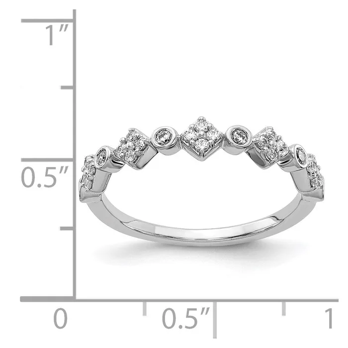 Goldiacom Rings 14k White Gold Fancy Real Diamond Band