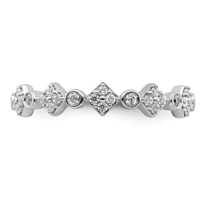 Goldiacom Rings 14k White Gold Fancy Real Diamond Band