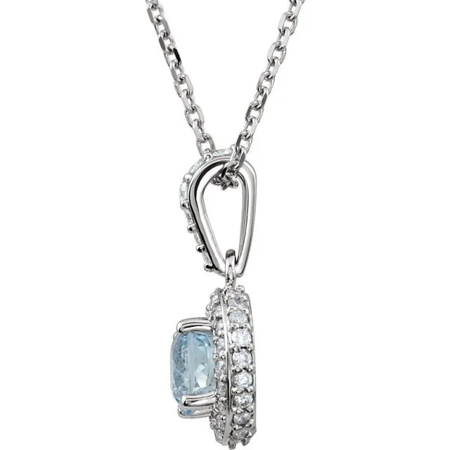 14K White Gold Natural Aquamarine 15 CTW Natural Diamond 18 Necklace TreasureFineJewelers Necklaces