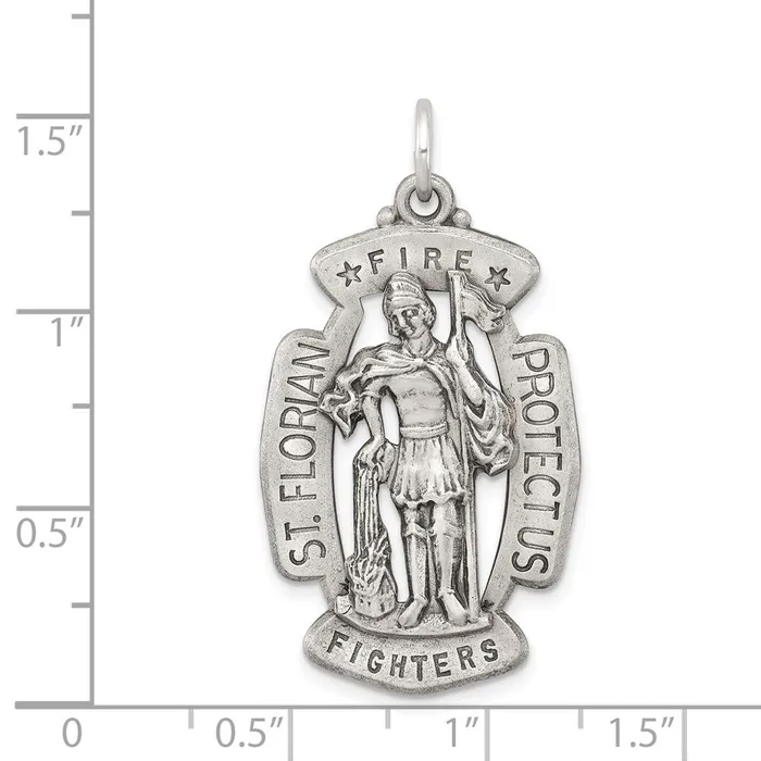 Rings Sterling Silver Antiqued Saint Florian Medal TreasureFineJewelers