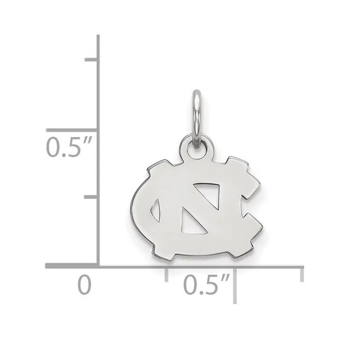 Sterling Silver Rhodiumplated University of North Carolina NC Extra Small Pendant TreasureFineJewelers Necklaces