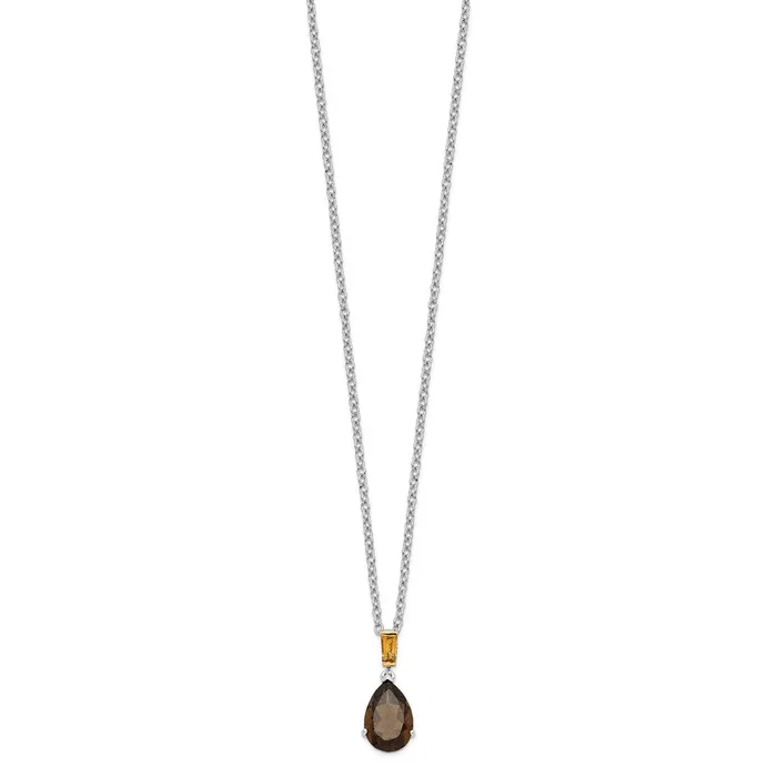 Necklaces SS 14k True Twotone Accent Smoky Quartz and Citrine NecklaceWBCQG274118 WB Choice Jewelry Necklaces SS 14k True Twotone Accent Smoky Quartz and Citrine NecklaceWBCQG274118 WB Choice Jewelry