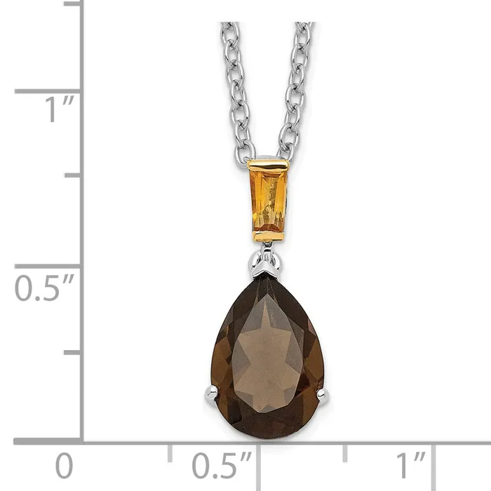Necklaces SS 14k True Twotone Accent Smoky Quartz and Citrine NecklaceWBCQG274118 WB Choice Jewelry Necklaces SS 14k True Twotone Accent Smoky Quartz and Citrine NecklaceWBCQG274118 WB Choice Jewelry