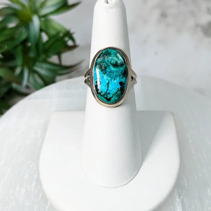 Bliss Crystals Rings Malacholla Sz 65 SS Oval Ring LV5013