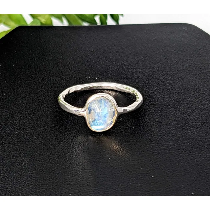 Bliss Crystals Rings Rainbow Moonstone Faceted Dainty Ring LV6849
