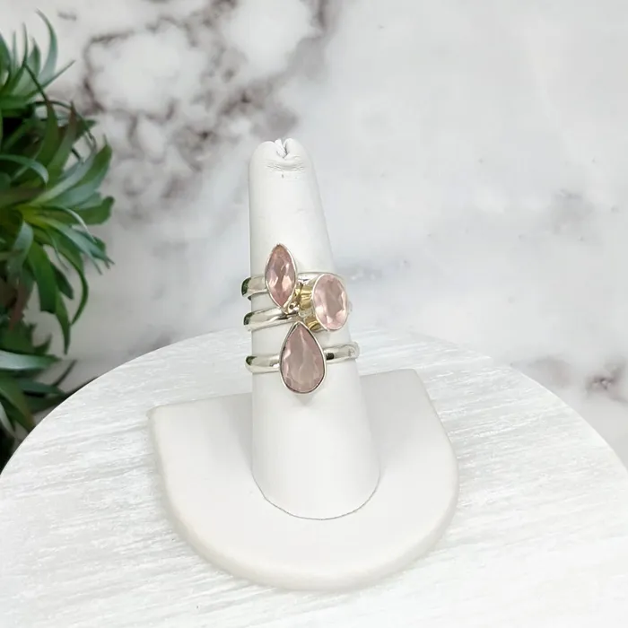 Rose Quartz Faceted Sterling Silver Ring Size 6 8 LV3217 Bliss Crystals Rings Rose Quartz Faceted Sterling Silver Ring Size 6 8 LV3217 Bliss Crystals Rings