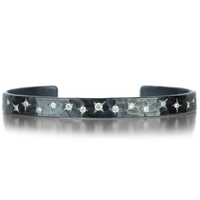 Annie Fensterstock Rings Blackened Silver Diamond Dance Cuff