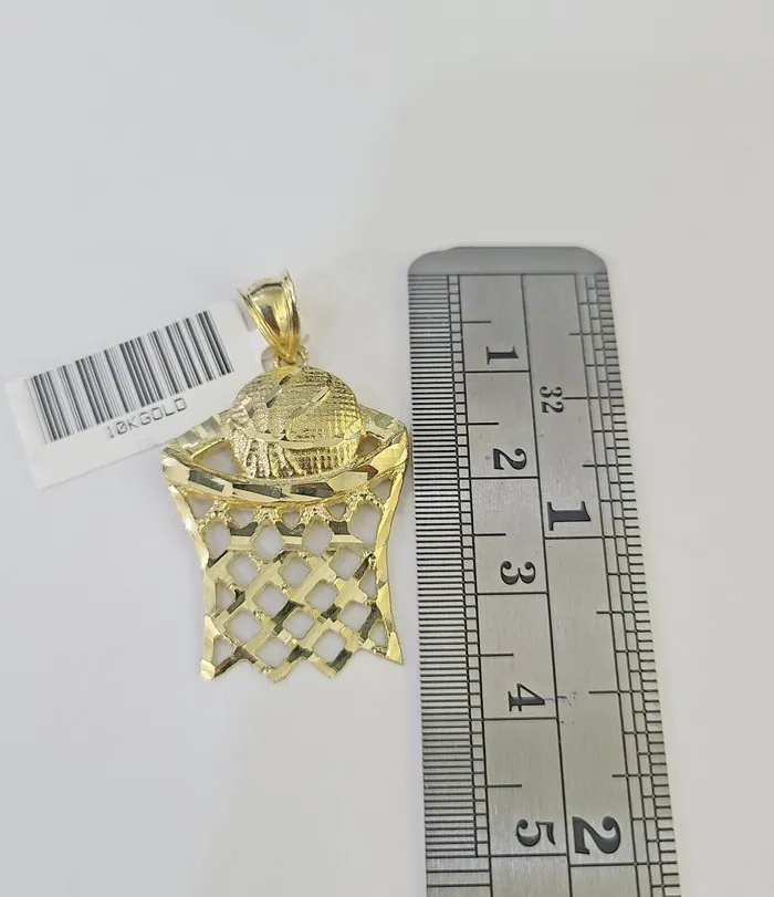 Necklaces Gold and Diamond 10k Milano Rope Chain Basketball Goal Charm Necklace SET 3mm 18 20 22 24