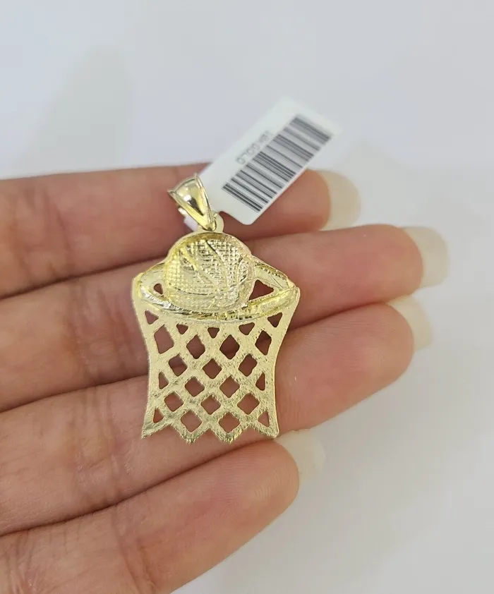 Necklaces Gold and Diamond 10k Milano Rope Chain Basketball Goal Charm Necklace SET 3mm 18 20 22 24
