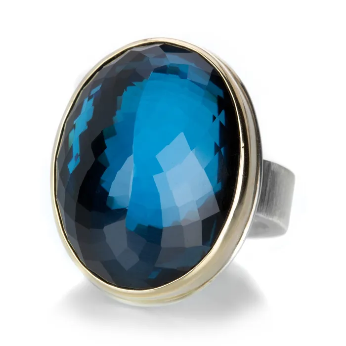 Rings Jamie Joseph Oval Inverted London Blue Topaz Ring
