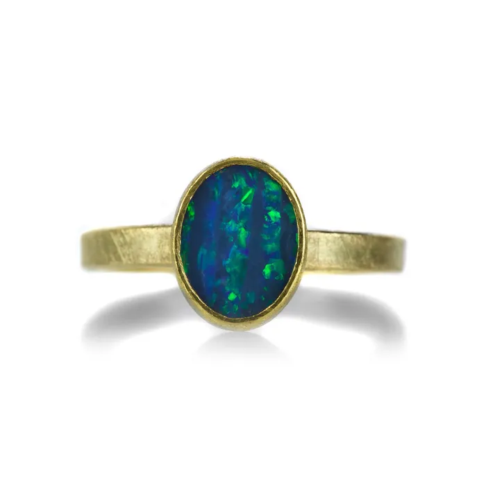 Rings Petra Class Australian Opal Blue Doublet Ring