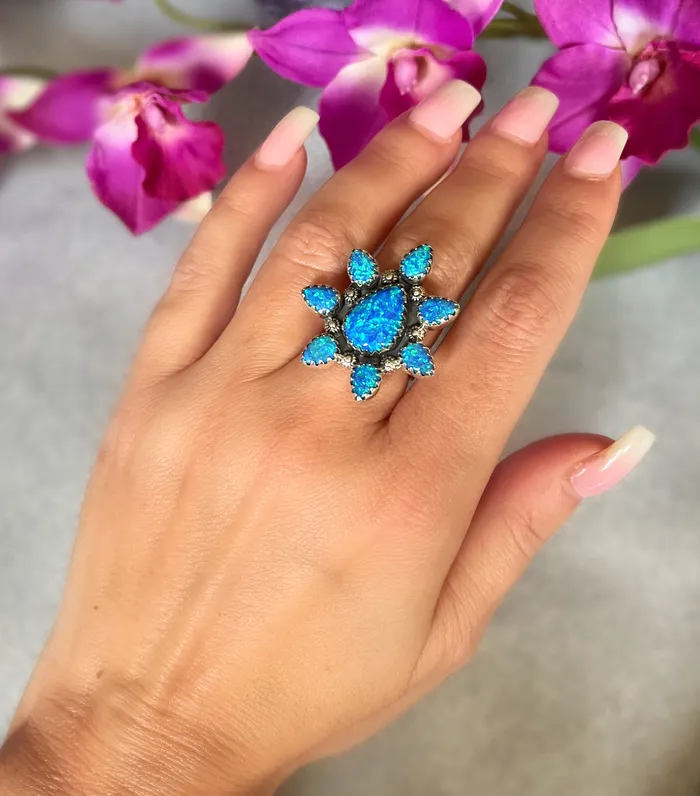 Rings Sophiareneboutiquecom Sterling Silver Blue Opal Dainty Custom Cluster Ring Rings Sophiareneboutiquecom Sterling Silver Blue Opal Dainty Custom Cluster Ring