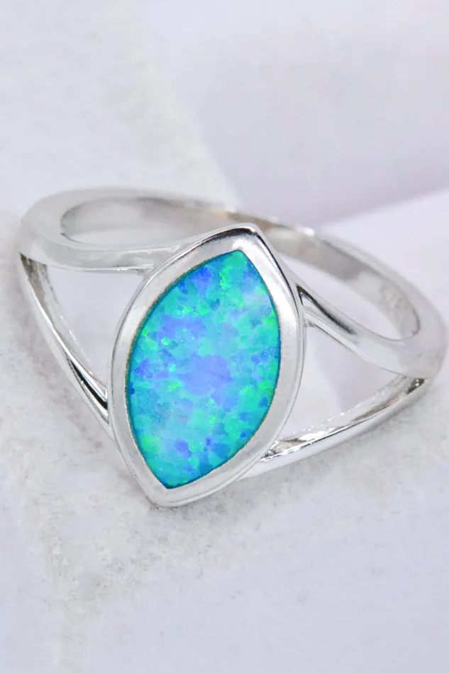 Rings Trendsi 925 Sterling Silver Split Shank Opal Ring