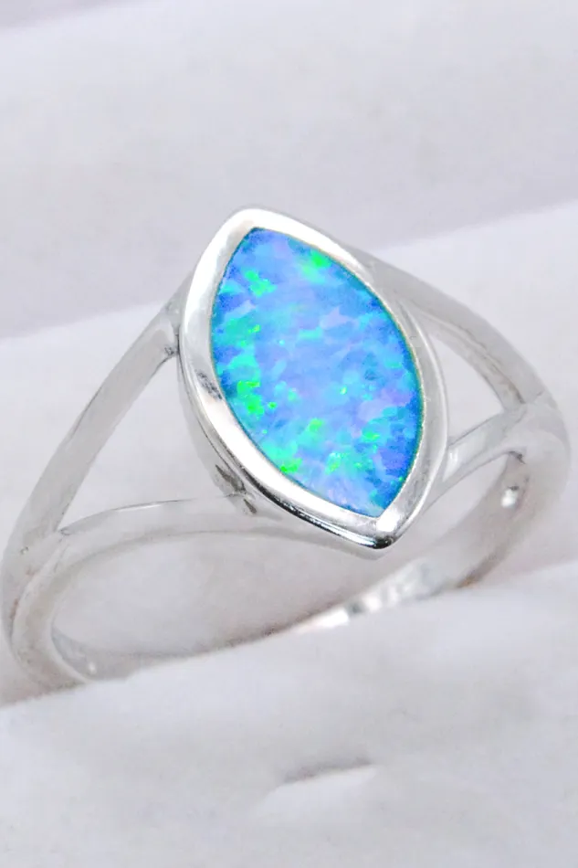 Rings Trendsi 925 Sterling Silver Split Shank Opal Ring