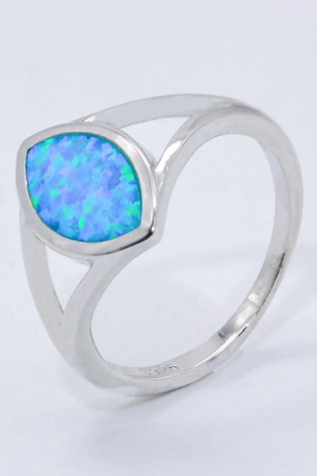 Rings Trendsi 925 Sterling Silver Split Shank Opal Ring