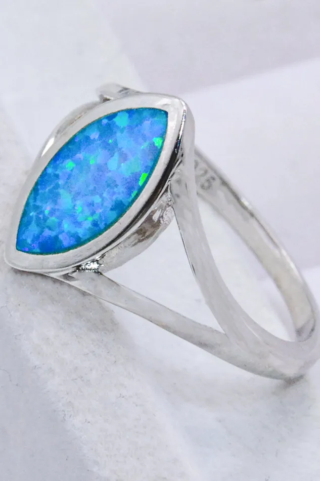 Rings Trendsi 925 Sterling Silver Split Shank Opal Ring