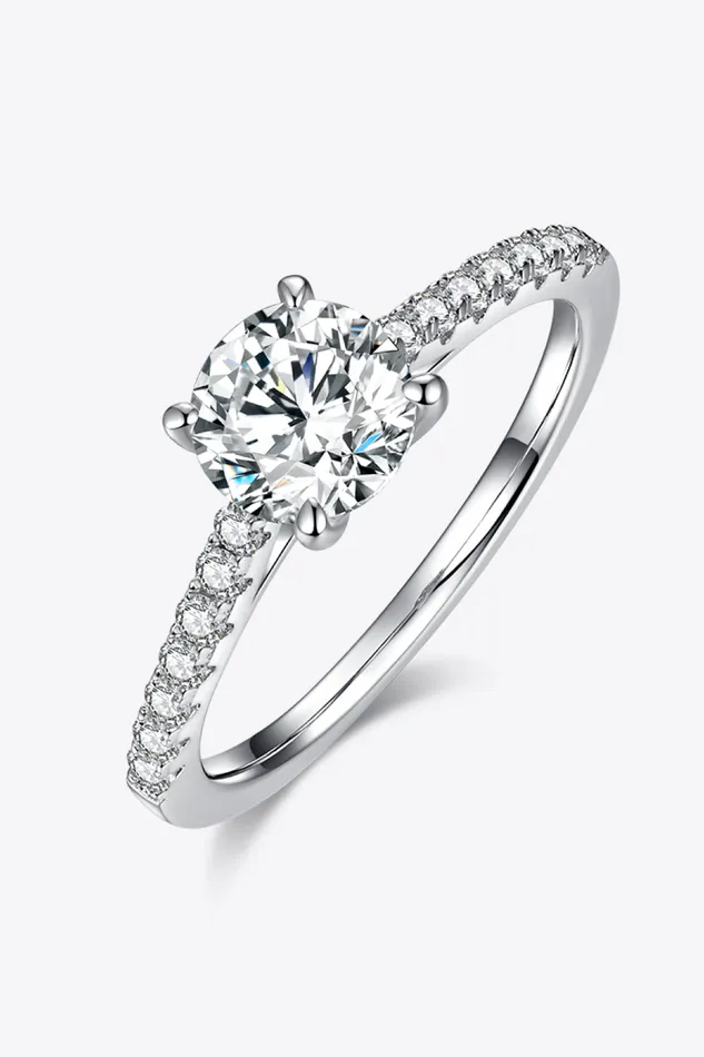 Trendsi 1 Carat Moissanite 925 Sterling Silver Side Stone Ring Rings