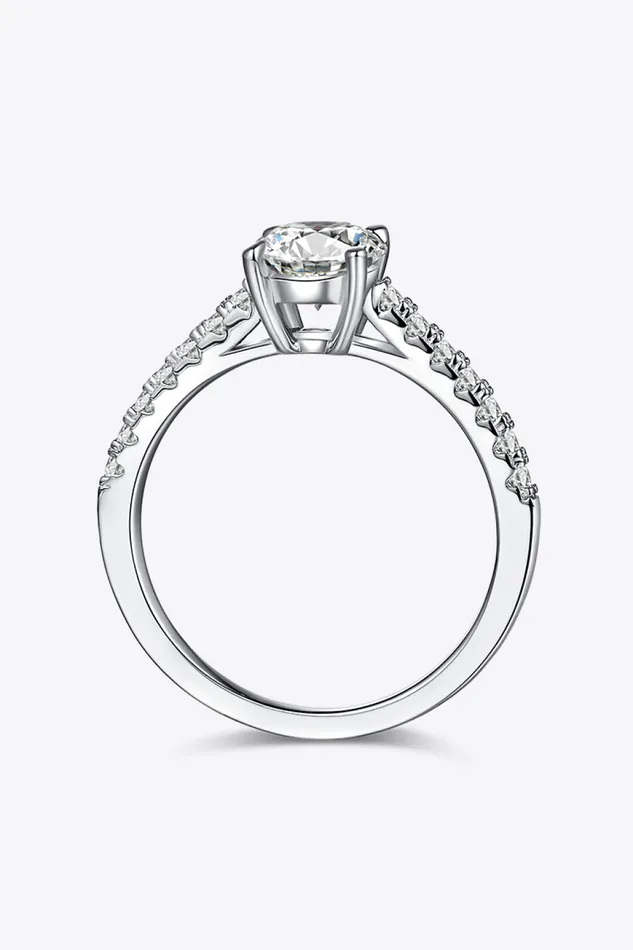 Trendsi 1 Carat Moissanite 925 Sterling Silver Side Stone Ring Rings