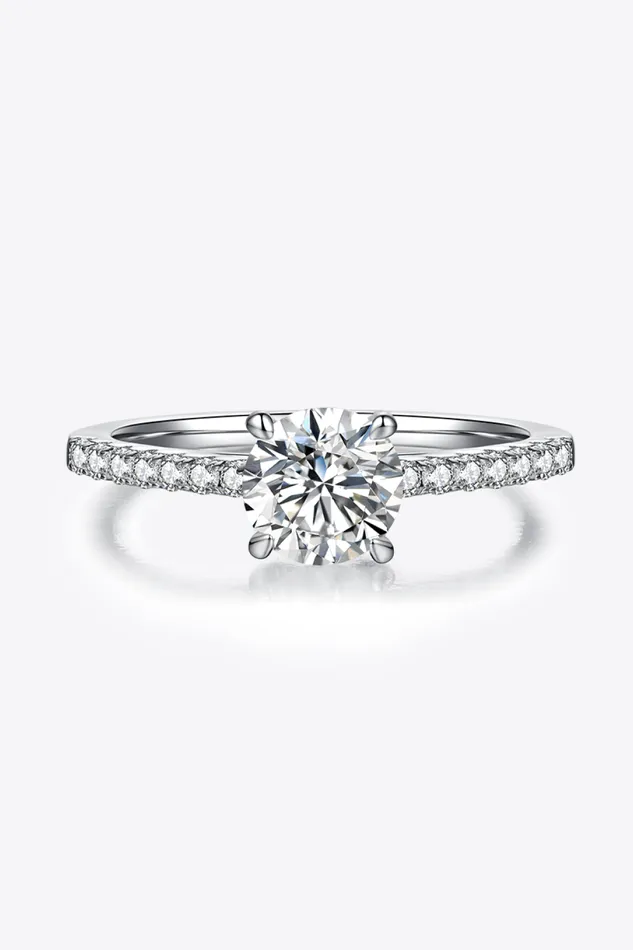 Trendsi 1 Carat Moissanite 925 Sterling Silver Side Stone Ring Rings