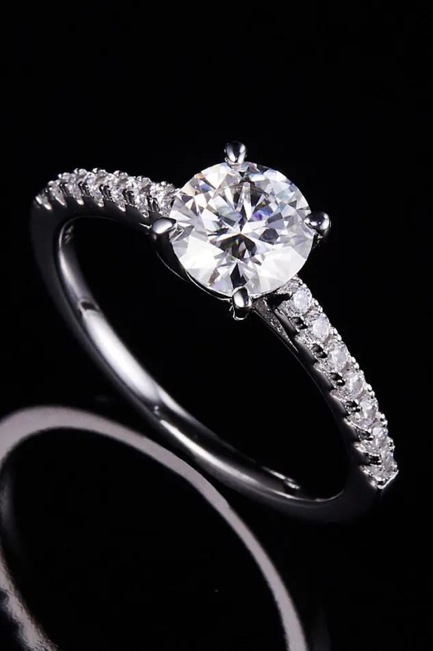 Trendsi 1 Carat Moissanite 925 Sterling Silver Side Stone Ring Rings
