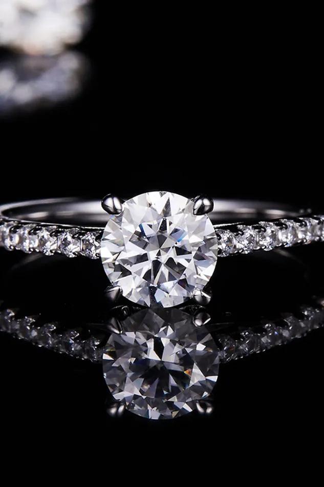 Trendsi 1 Carat Moissanite 925 Sterling Silver Side Stone Ring Rings