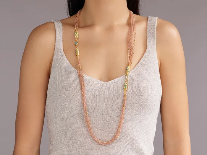 GURHAN Flurries Gold Sun Stone Beaded Long Necklace 7Strand GG GOLD OOAK Necklaces