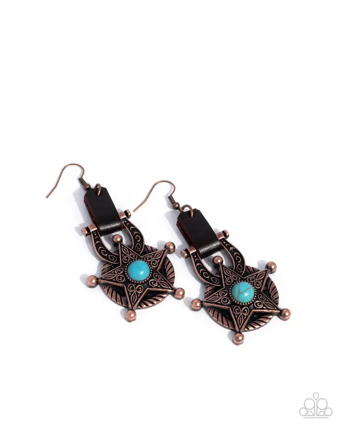 Paparazzi Accessories Earrings Western Warden Copper Earrings Jewelry by Bretta