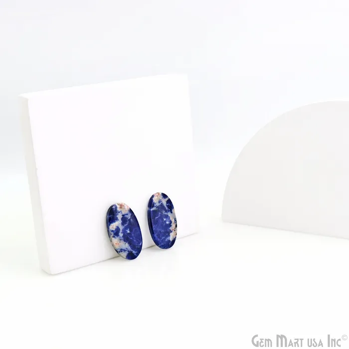 Earrings GemMartUSA Sodalite Oval Shape 25x14mm Loose Gemstone For Earring Pair