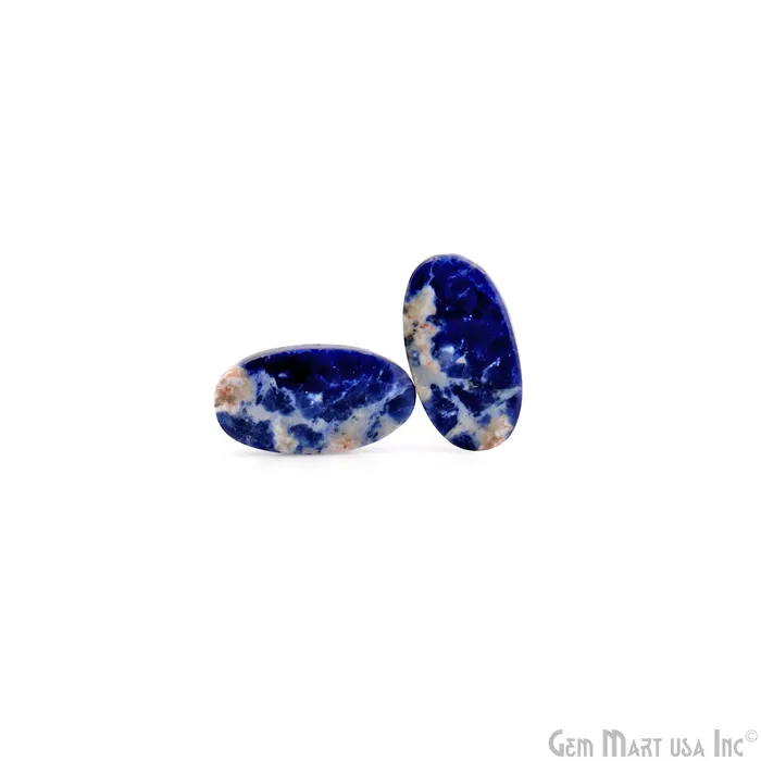 Earrings GemMartUSA Sodalite Oval Shape 25x14mm Loose Gemstone For Earring Pair