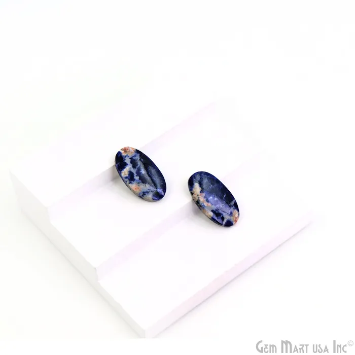 Earrings GemMartUSA Sodalite Oval Shape 25x14mm Loose Gemstone For Earring Pair