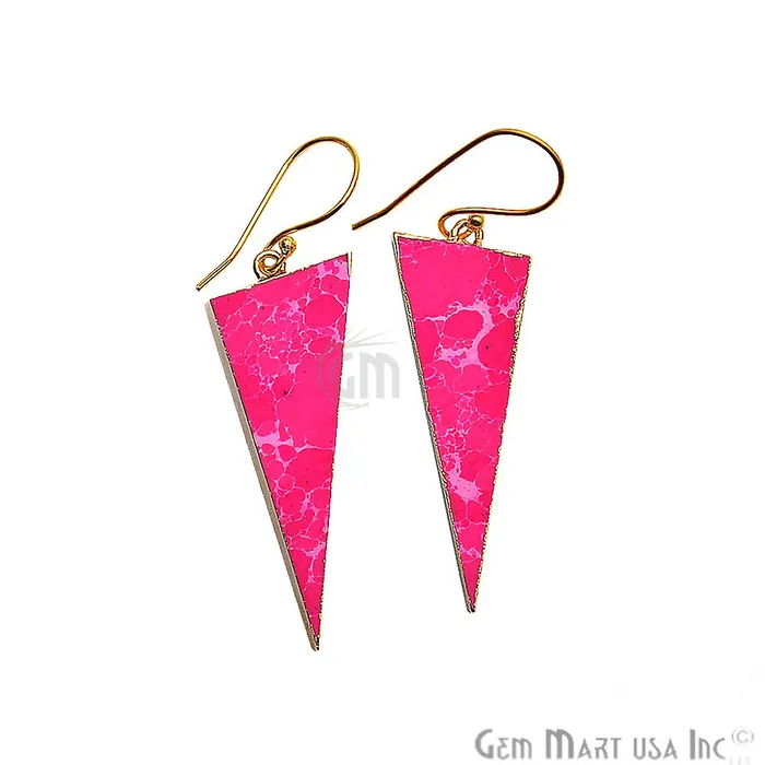Earrings GemMartUSA Triangle Shape 42x16mm Gold Plated Sediment Jasper Hook Earrings 1Pair Pick your Gemstone Earrings GemMartUSA Triangle Shape 42x16mm Gold Plated Sediment Jasper Hook Earrings 1Pair Pick your Gemstone