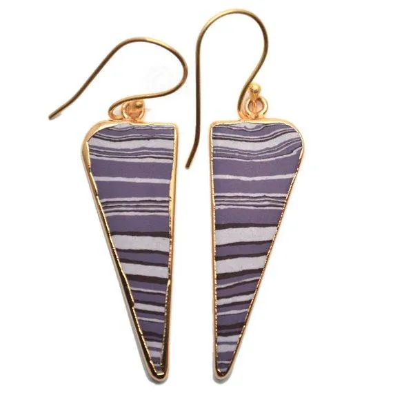 Earrings GemMartUSA Triangle Shape 42x16mm Gold Plated Sediment Jasper Hook Earrings 1Pair Pick your Gemstone Earrings GemMartUSA Triangle Shape 42x16mm Gold Plated Sediment Jasper Hook Earrings 1Pair Pick your Gemstone