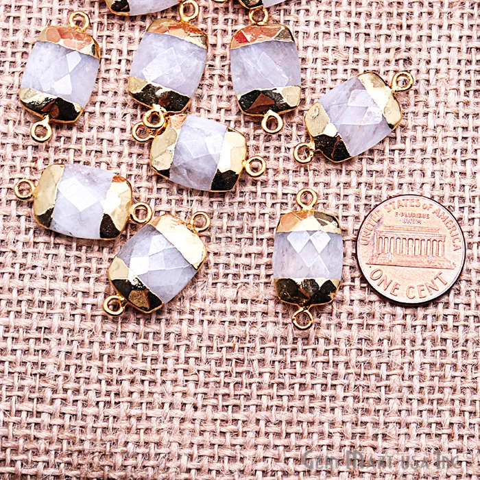 GemMartUSA PreStyled Sets Rainbow 12X16mm Octagon Gold Electroplated Double Bail Gemstone Connector