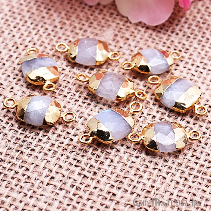 GemMartUSA PreStyled Sets Rainbow 12X16mm Octagon Gold Electroplated Double Bail Gemstone Connector