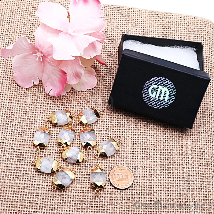 GemMartUSA PreStyled Sets Rainbow 12X16mm Octagon Gold Electroplated Double Bail Gemstone Connector