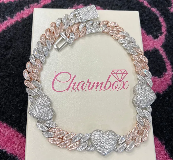 Necklaces CharmBox Triple Heart Cuban
