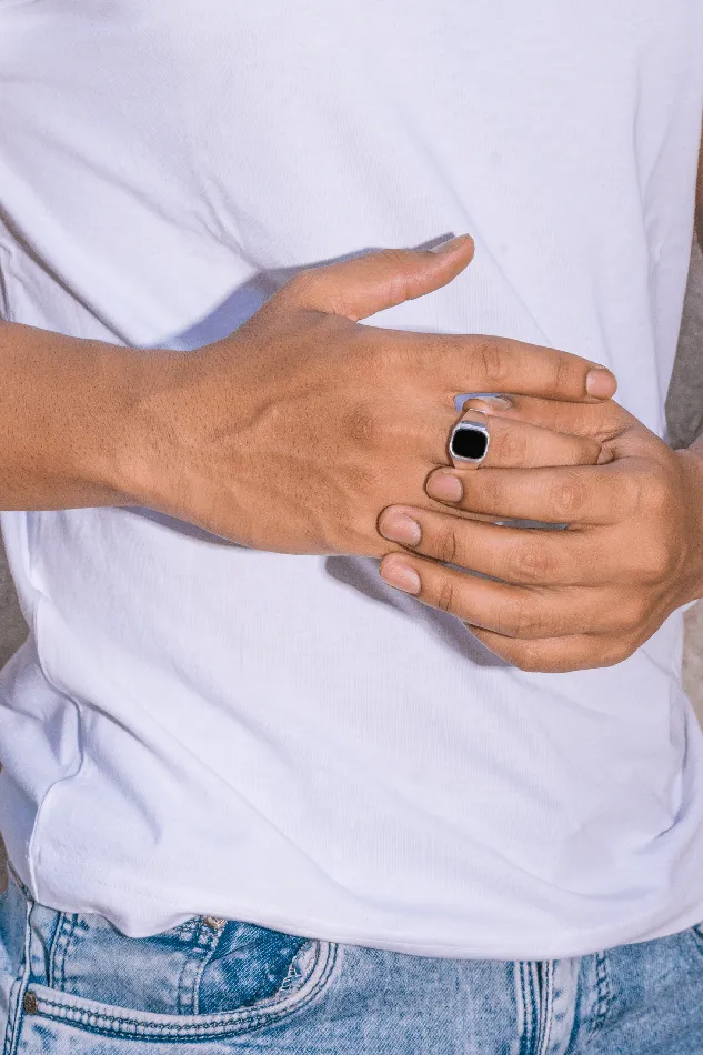 Rings Black Onyx Solid 925 Sterling Silver Gemstone Ring Mens Jewelry YoTreasure