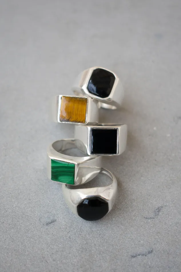 Rings Black Onyx Solid 925 Sterling Silver Gemstone Ring Mens Jewelry YoTreasure