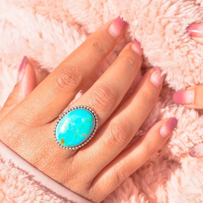 Rings YoTreasure Blue Mohave Turquoise Solid 925 Sterling Silver Gemstone Ring Jewelry Rings YoTreasure Blue Mohave Turquoise Solid 925 Sterling Silver Gemstone Ring Jewelry