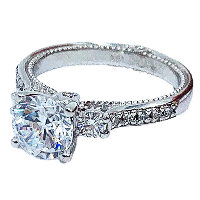 150CTW 18kt Verragio white gold diamond engagement ring w 100 CT center diamond Crown Jewels Coin Rings