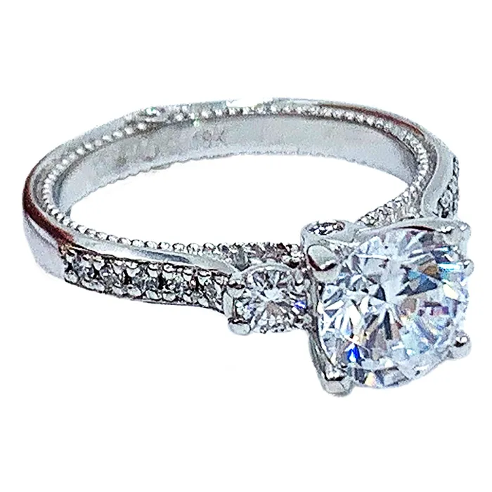 150CTW 18kt Verragio white gold diamond engagement ring w 100 CT center diamond Crown Jewels Coin Rings
