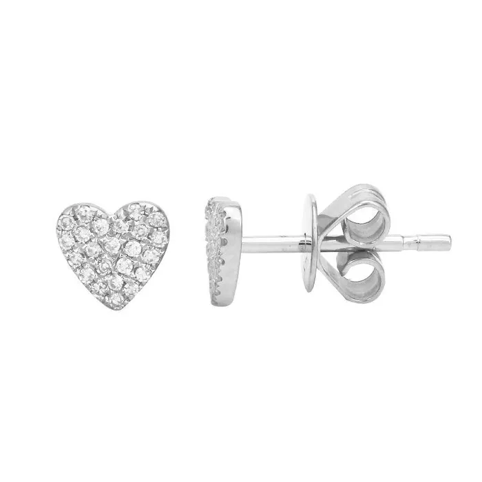 14K Gold Diamond Micro Pave Heart Button Earrings Izakov Diamonds Fine Jewelry Earrings