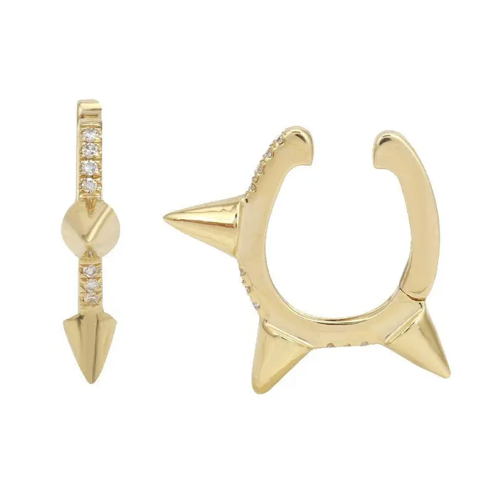 14K Gold Spike Micro Pave Diamond Ear Cuff Izakov Diamonds Fine Jewelry Earrings