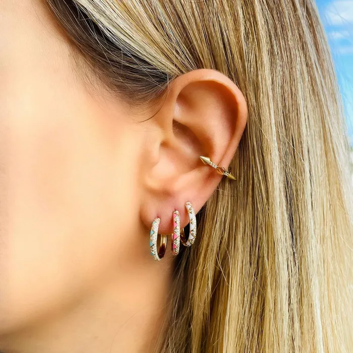 14K Gold Spike Micro Pave Diamond Ear Cuff Izakov Diamonds Fine Jewelry Earrings