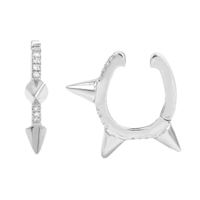 14K Gold Spike Micro Pave Diamond Ear Cuff Izakov Diamonds Fine Jewelry Earrings
