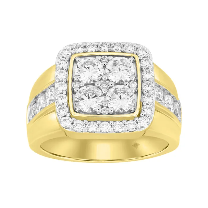Crown Jewels Coin 14K YELLOW GOLD 3CT ROUND DIAMOND MENS RING Rings