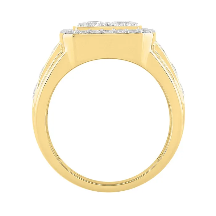 Crown Jewels Coin 14K YELLOW GOLD 3CT ROUND DIAMOND MENS RING Rings Crown Jewels Coin 14K YELLOW GOLD 3CT ROUND DIAMOND MENS RING Rings